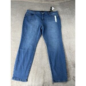 Tahari Womens Chloe Tummy Tuck Skinny Jeans ,24W,Blue Dark Wash Slimming